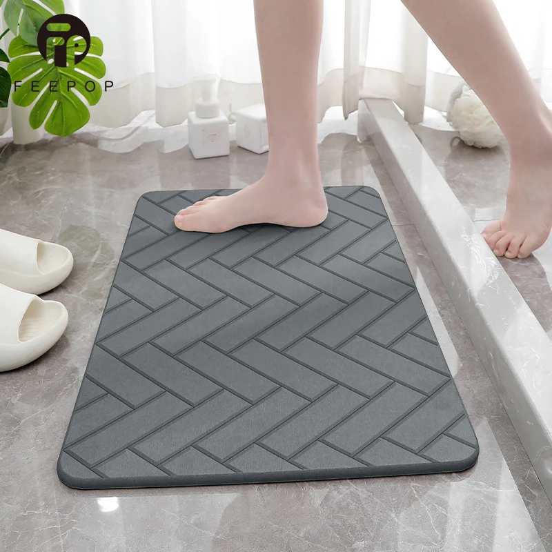 Dry Instantly Super Water Absorbent Diatomaceous Stone Bath Mat For Bathroom