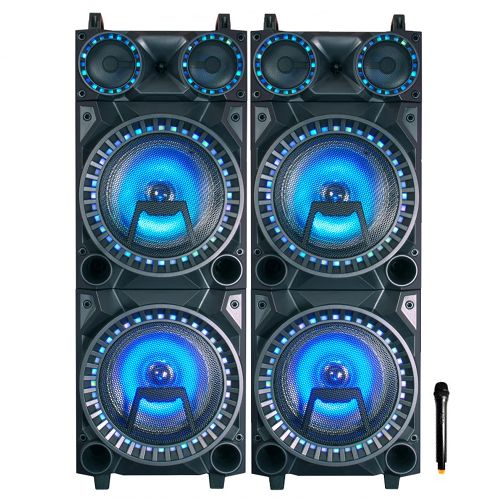 AUDMIC AC Power 300W 12 inch Bass PA Audio Karaoke Music Speakers System with Bluetooth Microphone Jack