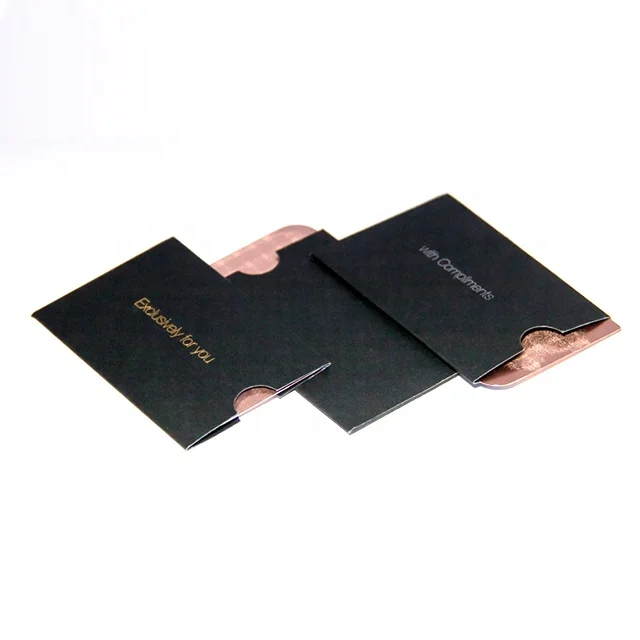 
Fancy rose gold foil inside printed custom size black card sleeve gift packaging paper envelope  (1600159926165)