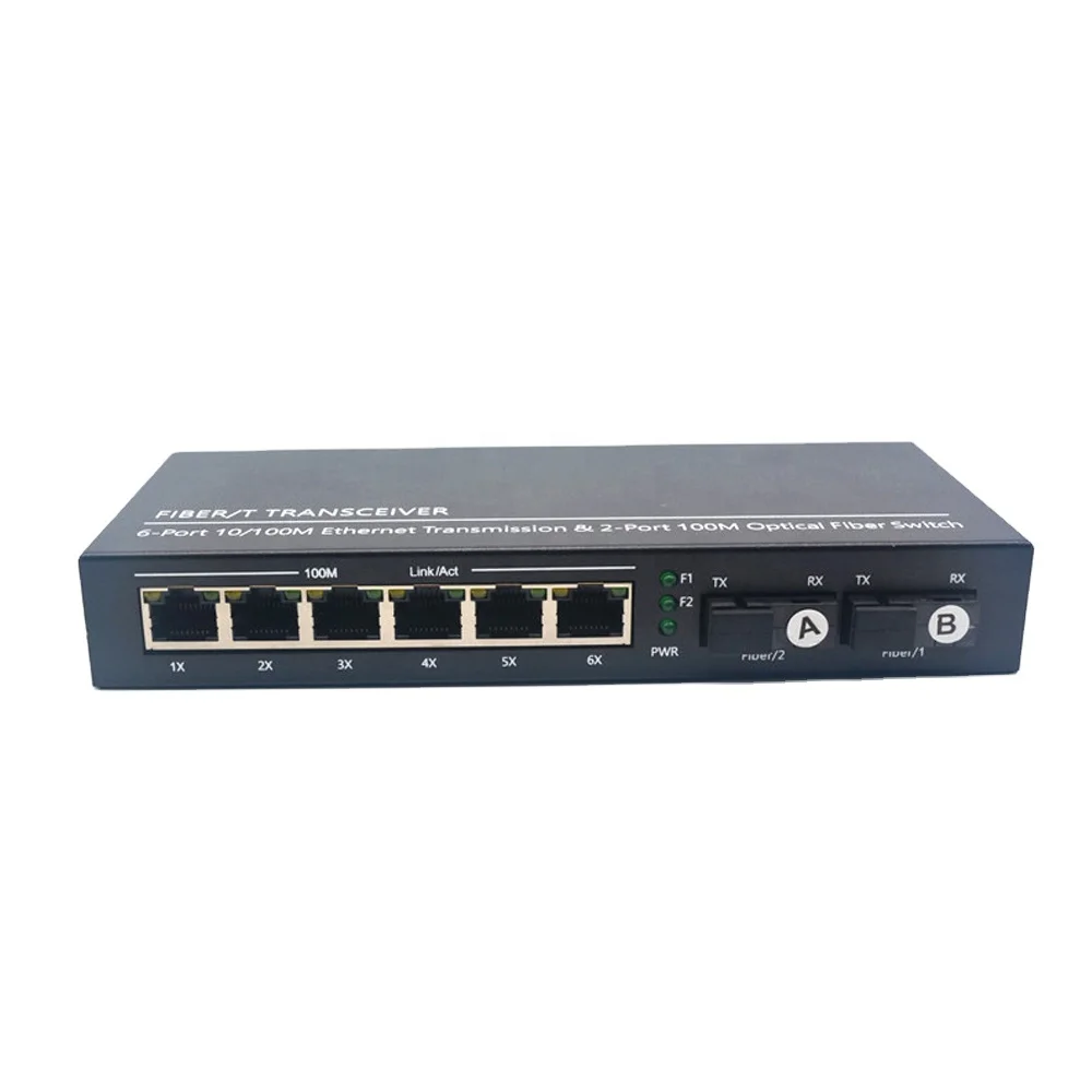 10/100 Мбит/с 2 SC + 6 портов RJ45 коммутатор Ethernet волоконно-оптические коммутаторы
