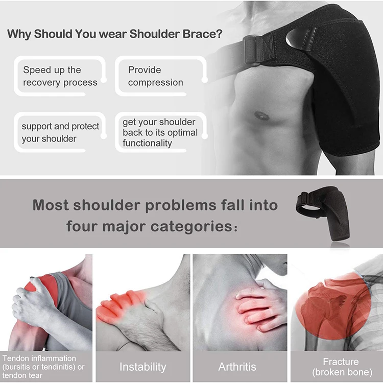 Shoulder Stability Brace with Pressure Pad Light and Breathable Neoprene Shoulder Support