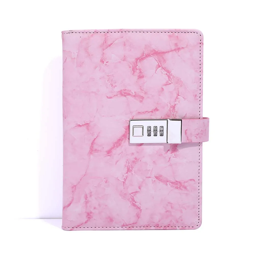 Custom Available A5 Hardcover Leather Glue Bound Lined Notebook Journal with Lock Closure