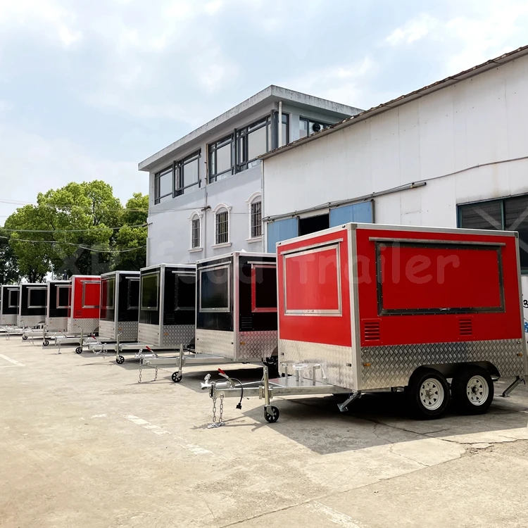 Affordable 9ft mobile food truck trailer for sale canada under 14000 small box type with stay modern fire suppression system