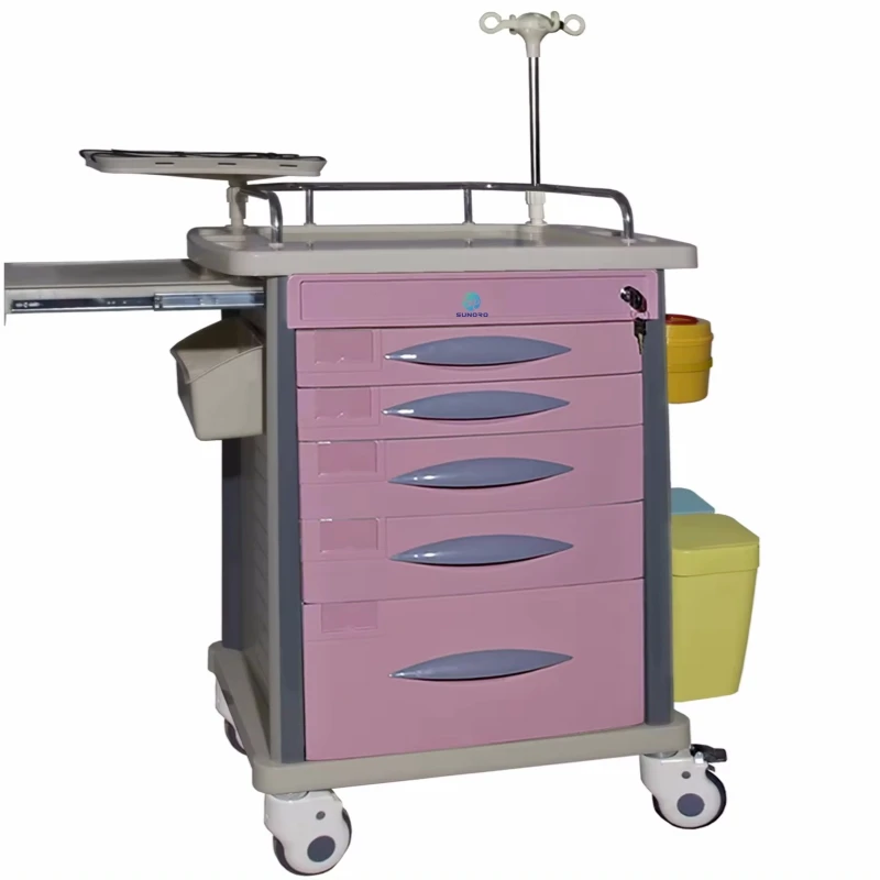Nursing Emergency steel hospital medical trolley with brake with disposable lock