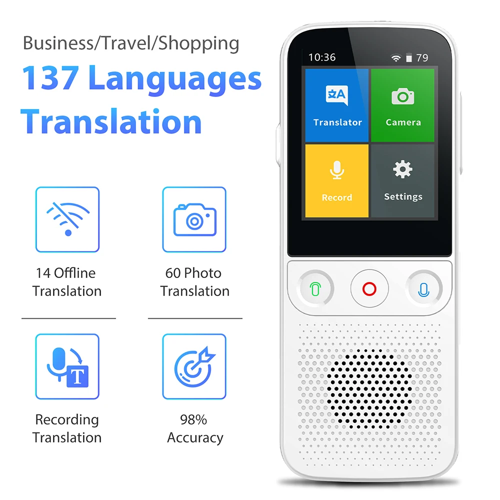 2021 Instant Smart Translator WiFi/Hot spot For Business Travel Learning Device Touch Screen Support 137+ Languages