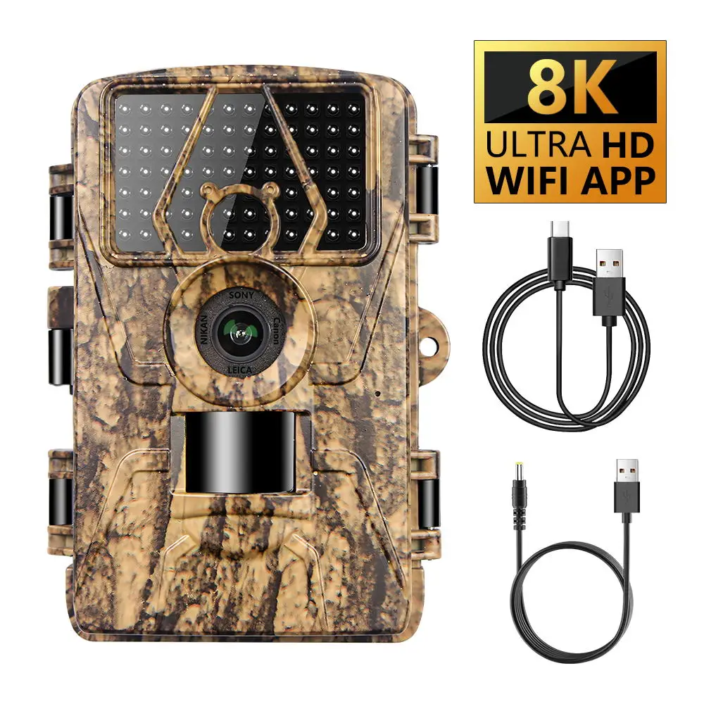 HunterCam PR801W 8K WiFi Trail Camera 60MP Support APP with IP66 Waterproof for Outdoor Animal Hunting, Farm Monitoring