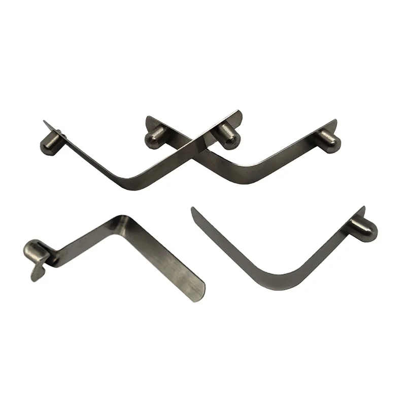 Custom Metal Lock Double Button Spring Clip Flat V Shape Spring Clips For Extension Tube