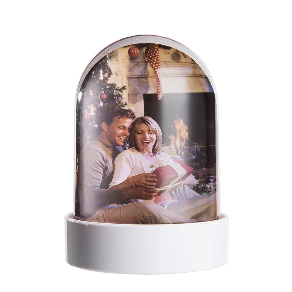 Custom Liquid Water Filling Glitter Dome Ball Acrylic Snow Globe Picture Frame Led Photo Frame