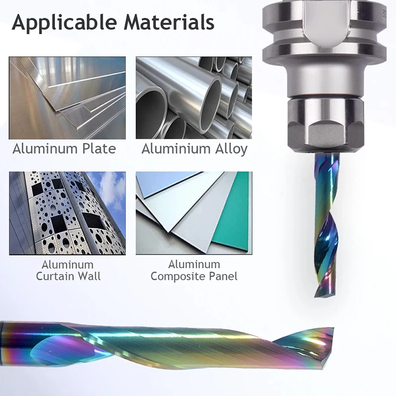 WEIX Factory Supply OEM Single Flute Up Cut Down Cut Solid Carbide End Mill for Aluminium with 8mm Shank CNC Router Bits