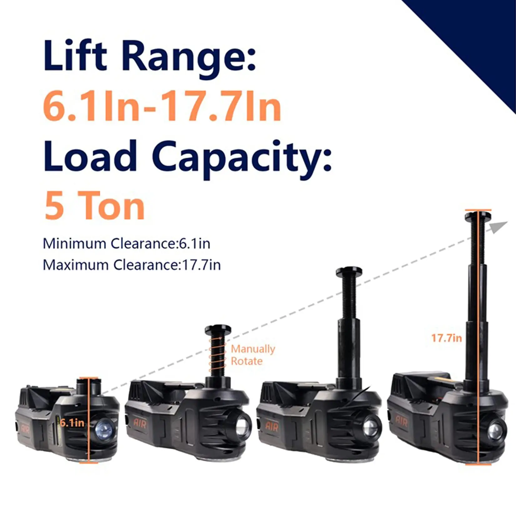 5 Ton 12V Car Jack Hydraulic Inflator Tires Garage Repair Emergency Floor Lifting Set Powerful Electric Car Jack Kit