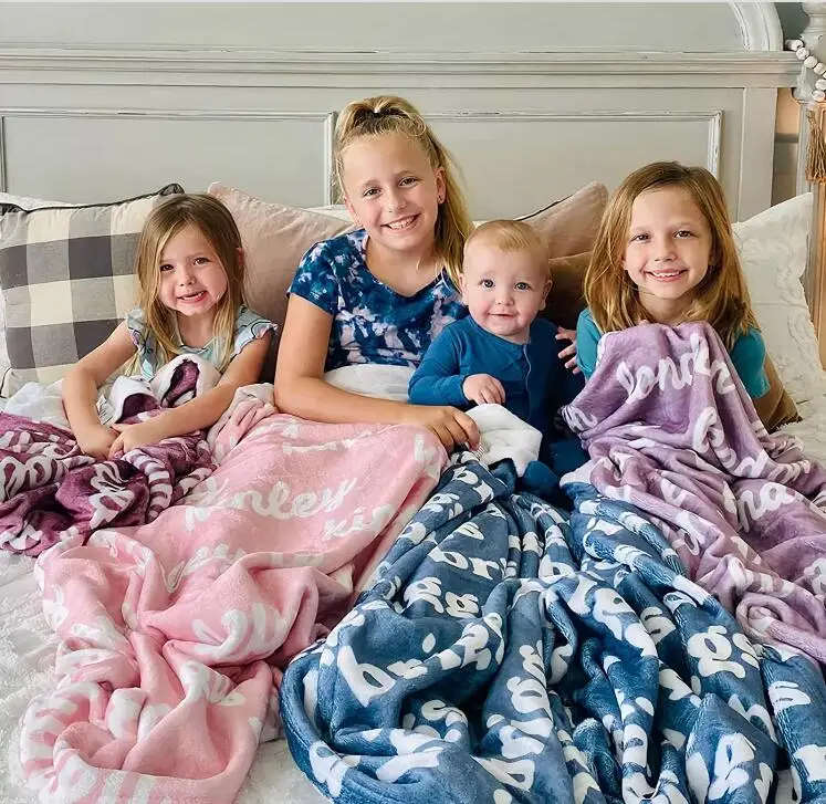 Personalized Customized Handmade Name Baby Blanket Premium Flannel Newborns Name Blanket For Kids