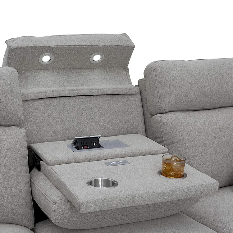 Высококачественное льняное Электрическое Кресло С Откидывающейся Спинкой кресло для домашнего кинотеатра с подстаканником и ящиком хранения