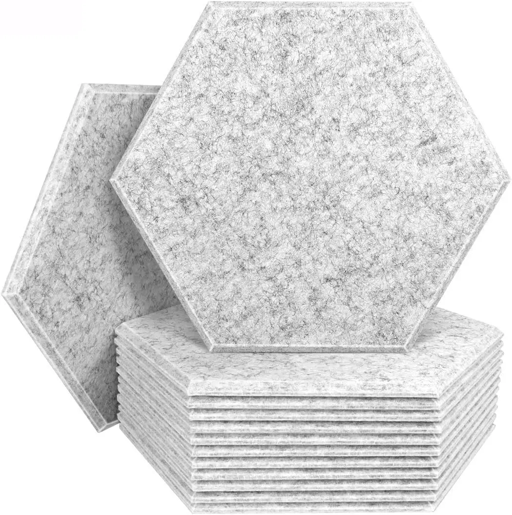 High Density Grey Hexagon Wall Sound Absorbing Acoustic Foam Panels for Recording Studio Home Office Gaming Room
