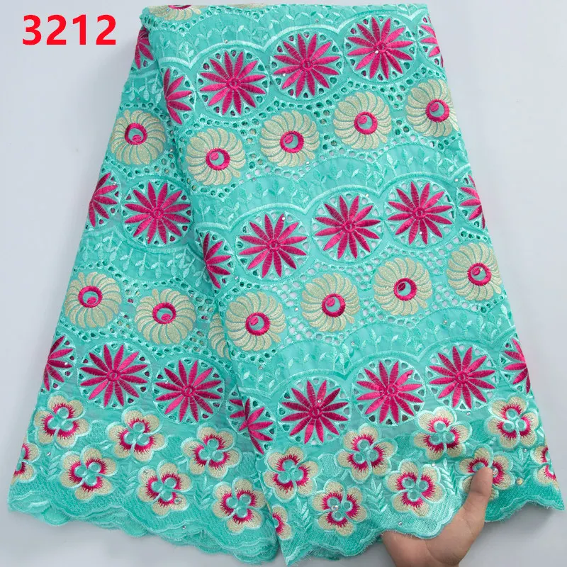 3212 African Swiss Cotton Lace Fabric 2023 High Quality Nigerian Embroidery Lace Fabric with Florals for DIY Wedding Dresses