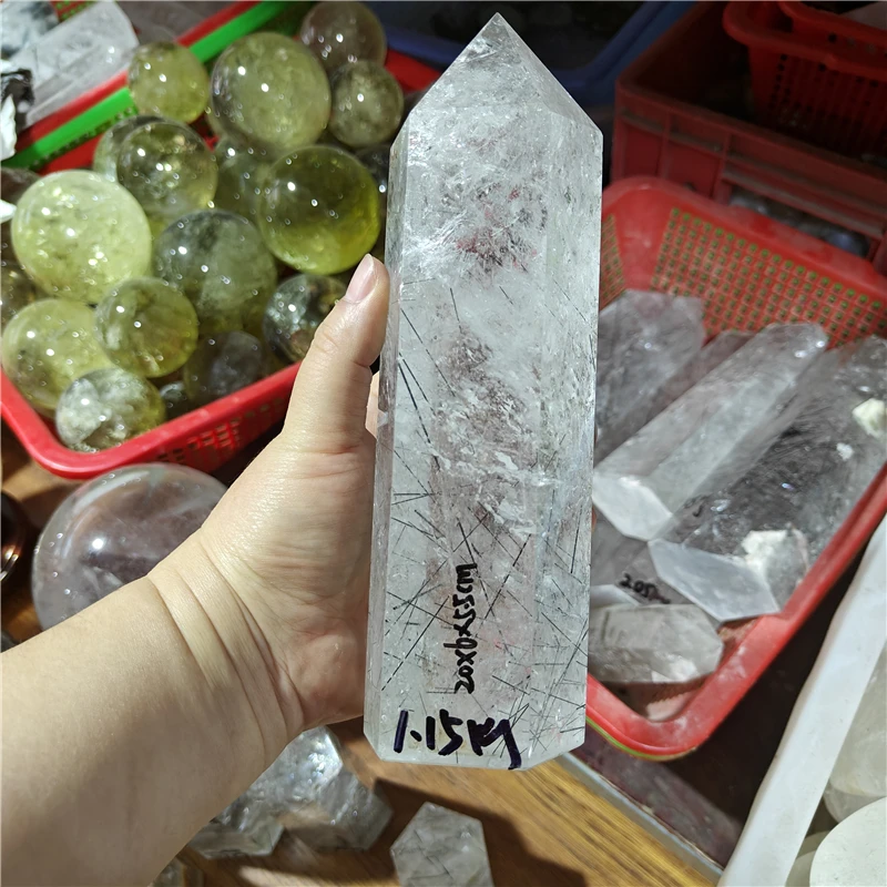 natural black rutilated quartz crystal healing wand crystal points