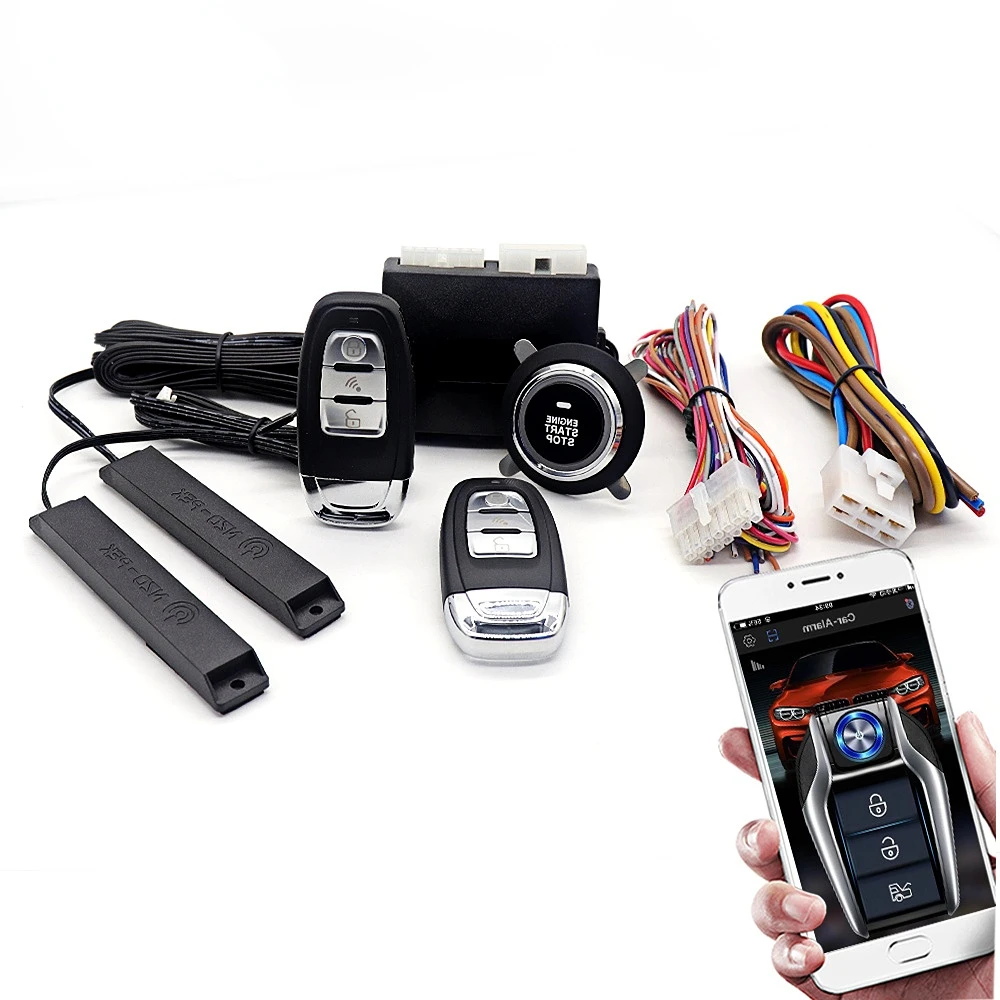Car alarm keyless entry one-button start modification remote start mobile phone control car