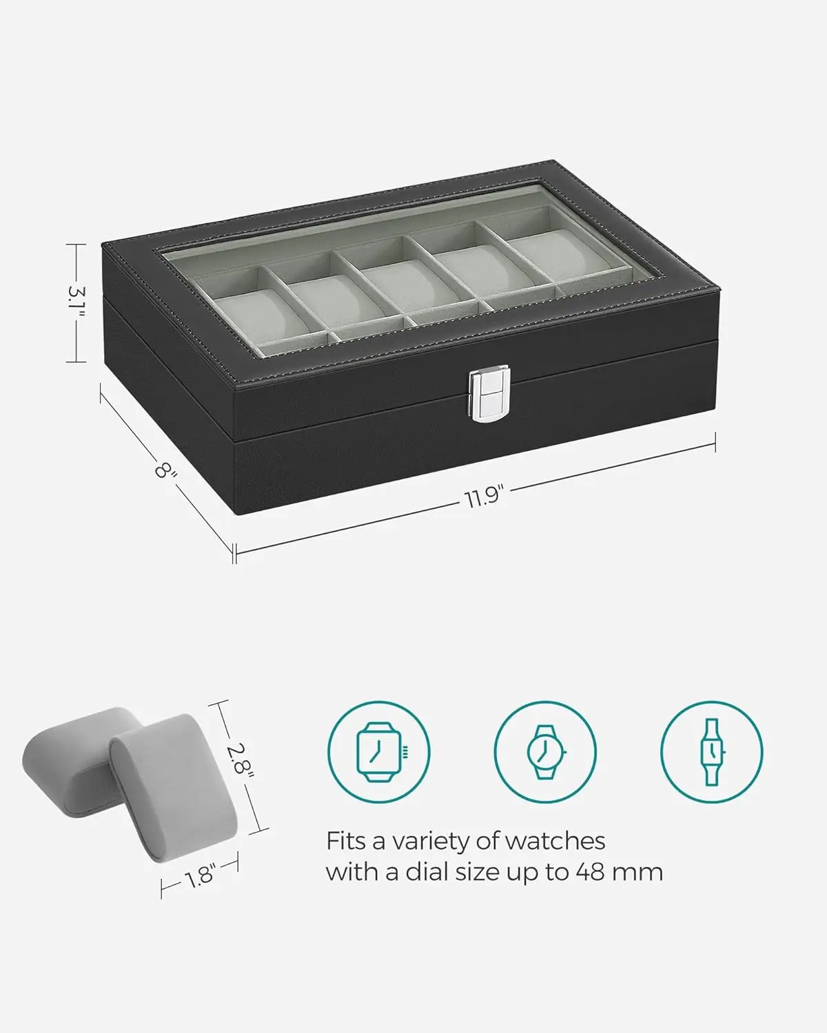 Custom watch box organizer for men watch display case for men large mens watch case holder as gift