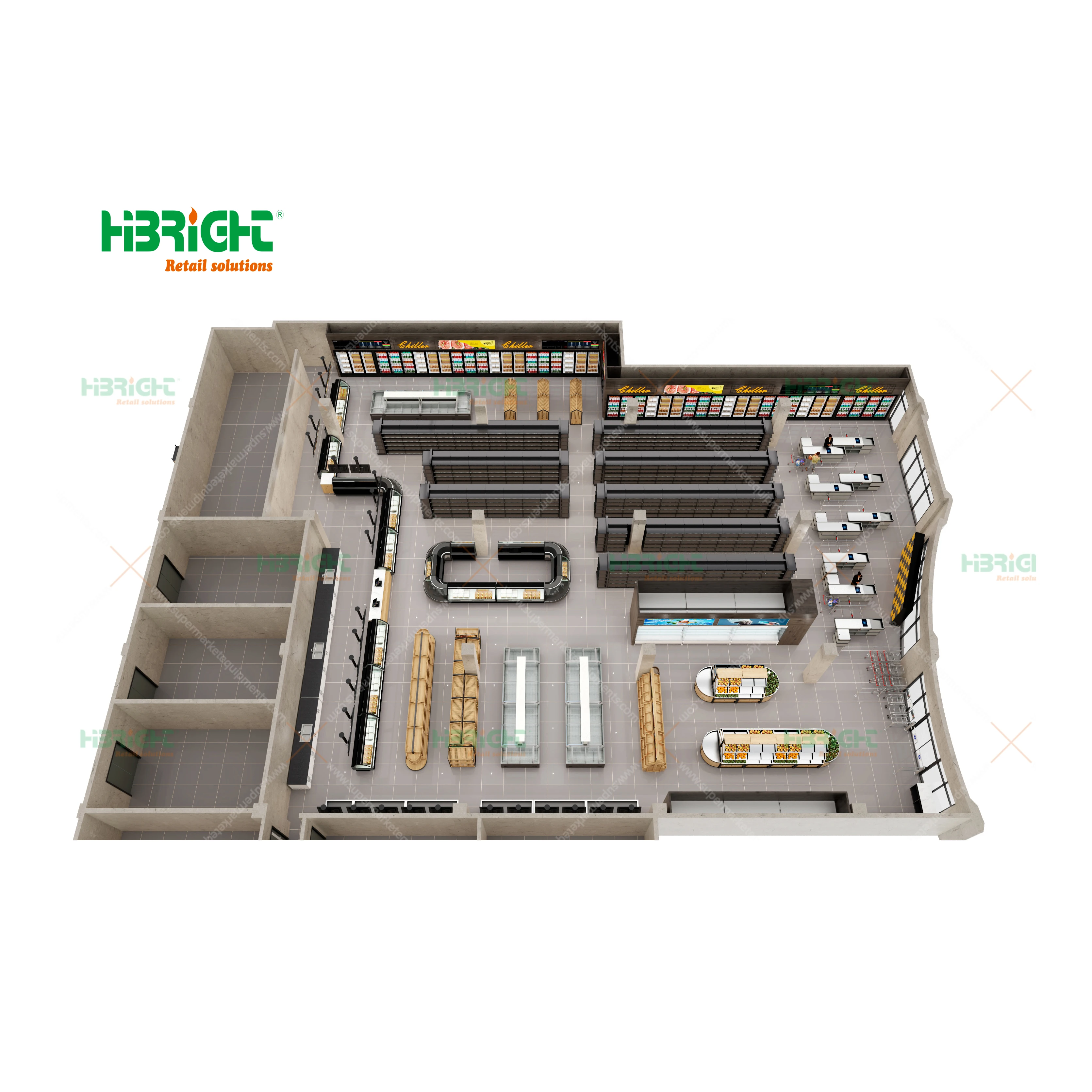 Highbright Retail Solutions Supermarket Shelves 3D 2D Layout Design