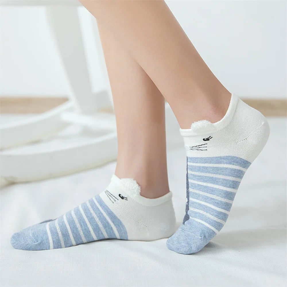 2022 Fashion Socks New Spring Cotton Cartoon Invisible Socks Cute Candy Color Ankle Boat Socks