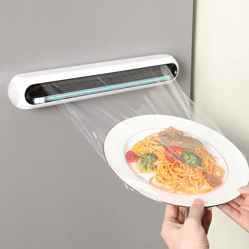 Kitchen Adjustable Cling Film Cutter Reusable Plastic Food Wrap Dispenser