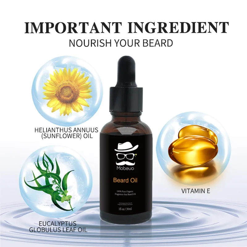 OEM Custom Logo Vegan Beard care Growth Oil Kit Grooming Natural Organic Mens Private Label Beard Oil
