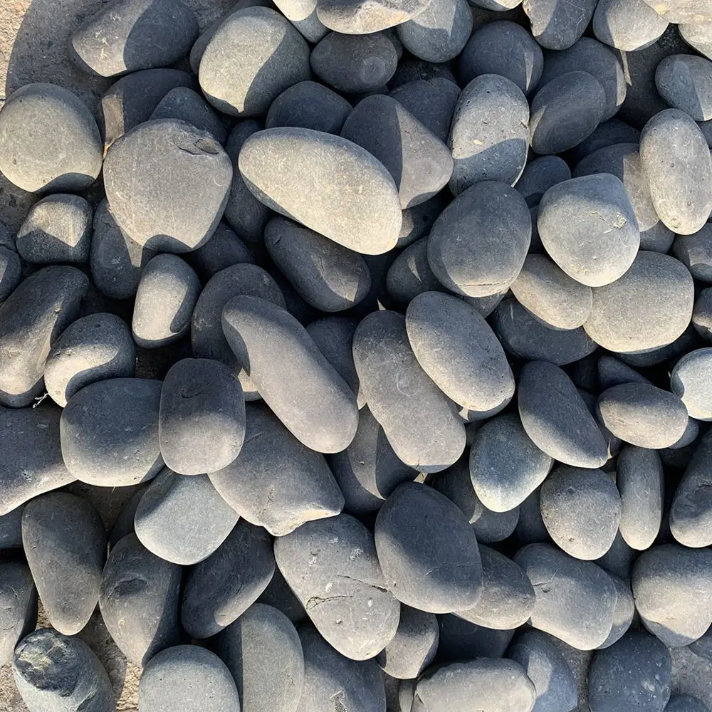 High quality factory cheap garden decoration honed tumble white washed cobble pebble stones grey for sale