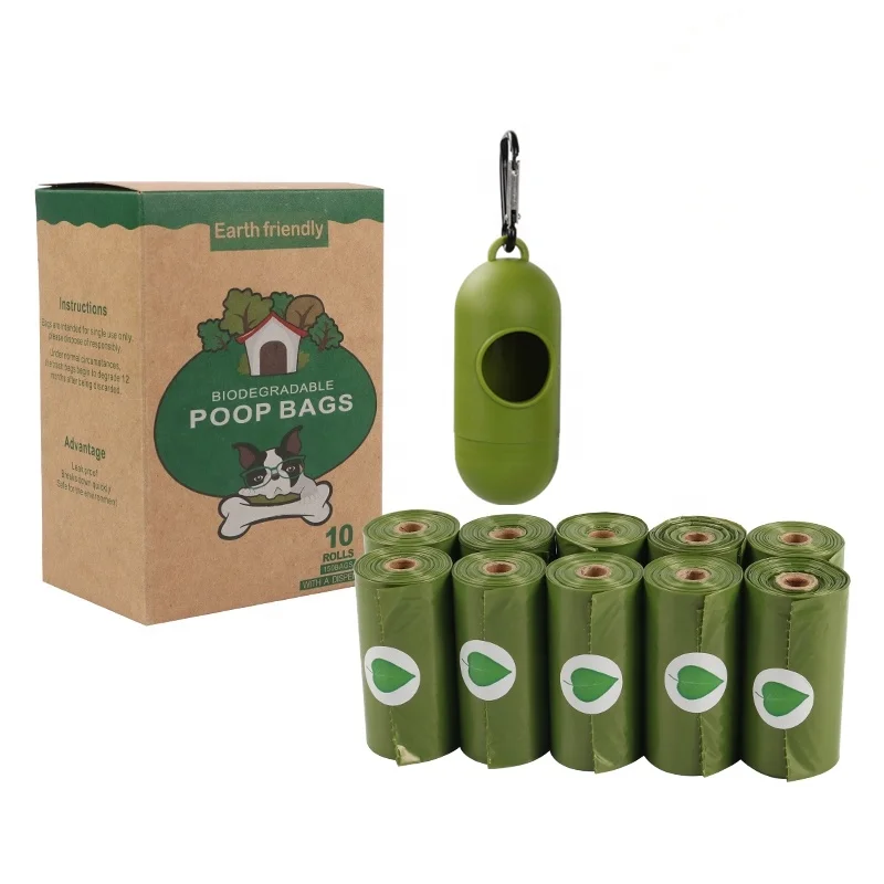 Dog Poop Bags Earth-Friendly 100 Counts Biodegradable 10 Rolls Large Green Unscented Waste Excrement Bags Of Product