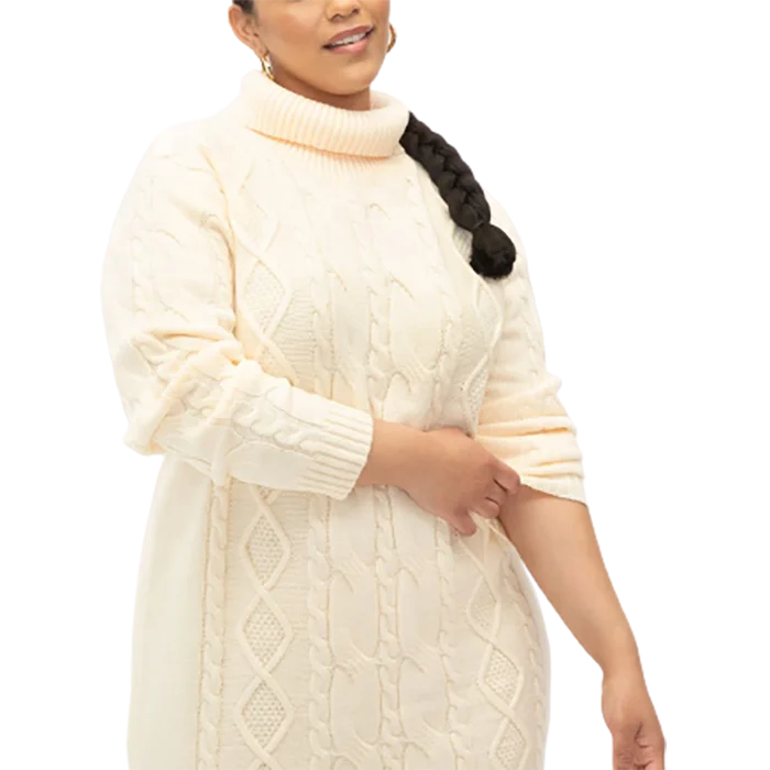 Custom hot sale solid plus size sweater dress turtleneck long sleeve ribbed knitted dress