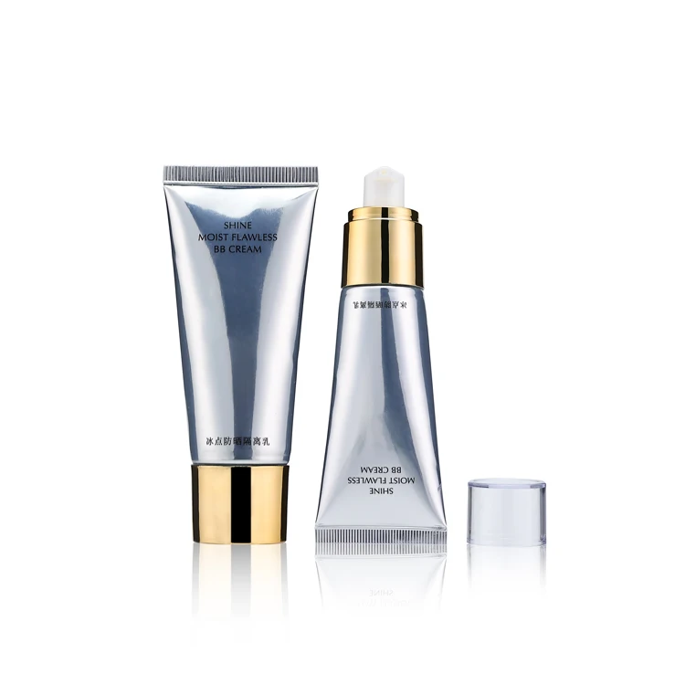 Skin care electroplate soft plastic tube 30ml 50ml100ml 200ml silver green white cosmetic sqeeze plastic tube