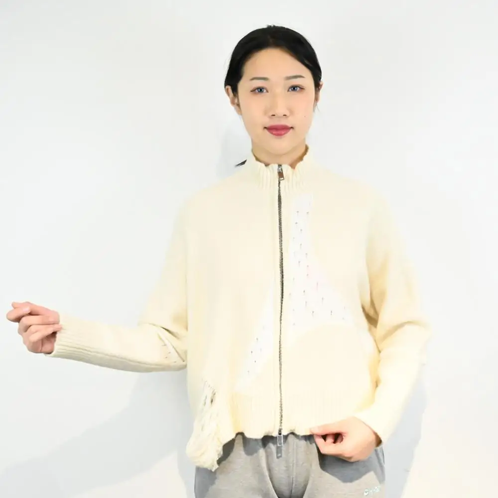 
stylish wool knitted zip up crop sweater cardigan Soft And WarmKnitted Sweater Cardigan designers women sweaters 