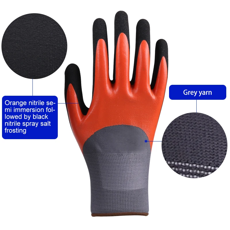 XINGYU nitrile chemical resistant gloves protective industrial rubber gloves nitrile sandy finish work safety gloves