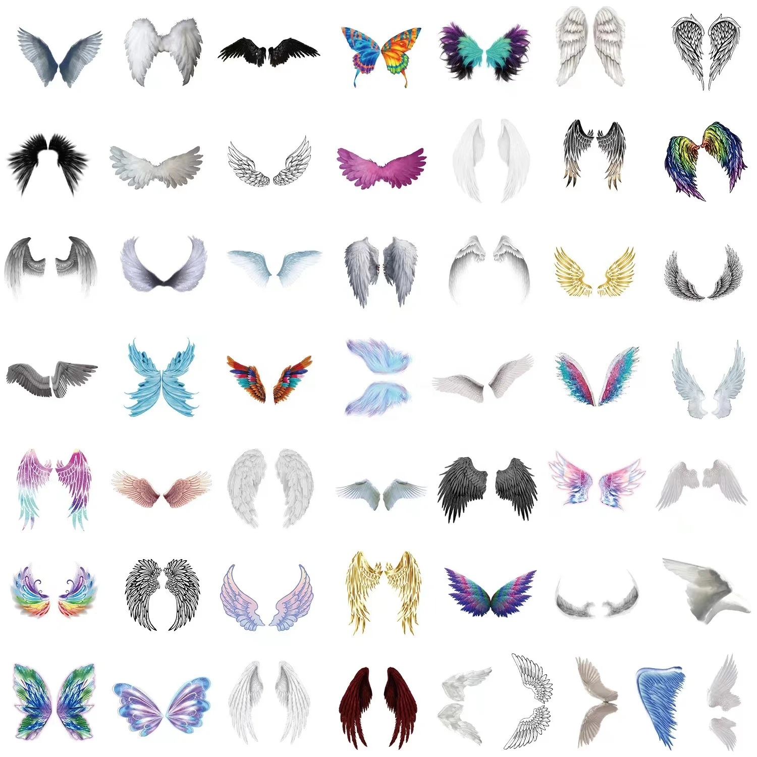 50pcs Angel Wings waterproof PVC graffiti sticker packs for kids laptop skateboard luggage notebook cup bottle decoration