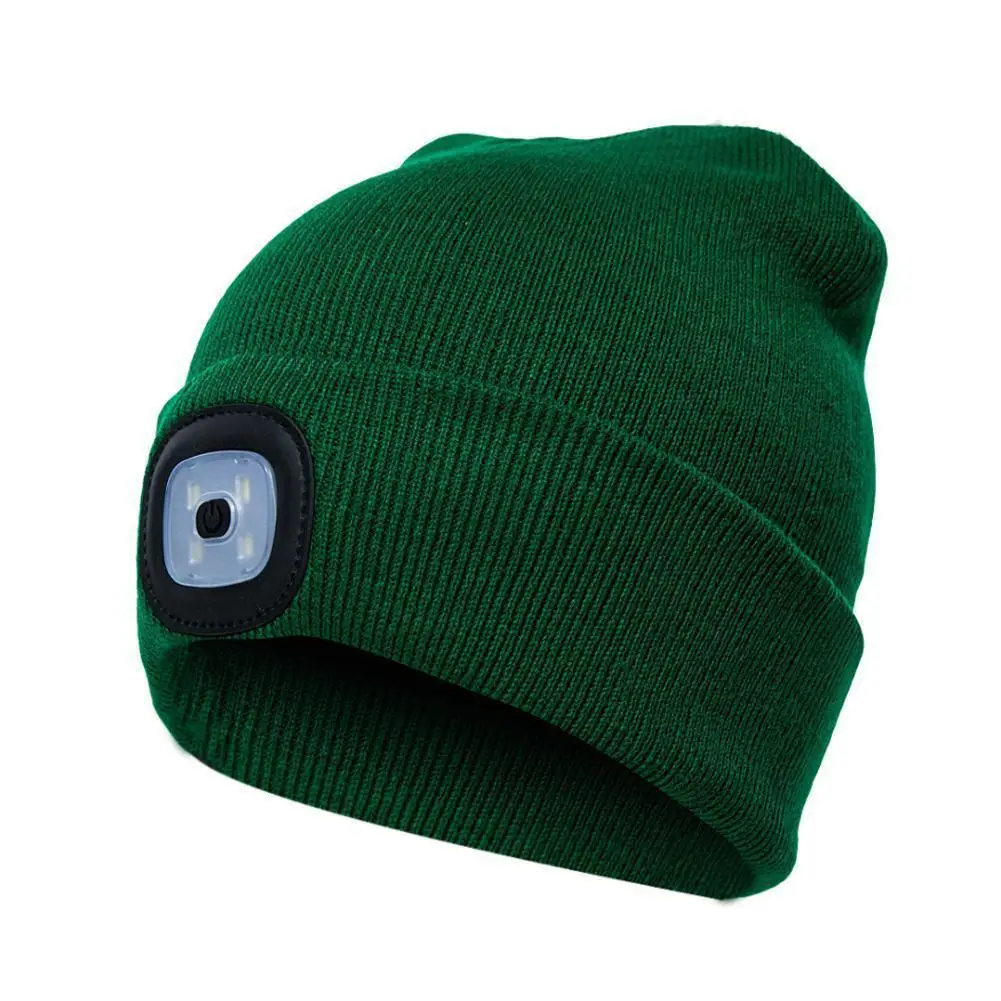 LED lamp hands-free flashlight outdoor knitted winter fishing warm hat for hiking
