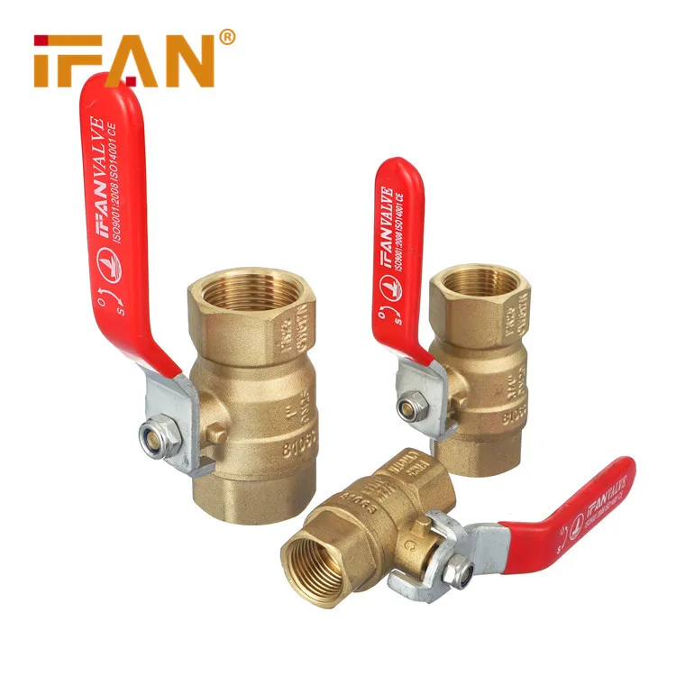 IFAN 25mm Yellow Body High Pressure Red Long Handle Female Thread 2 Inch Brass Ball Valve