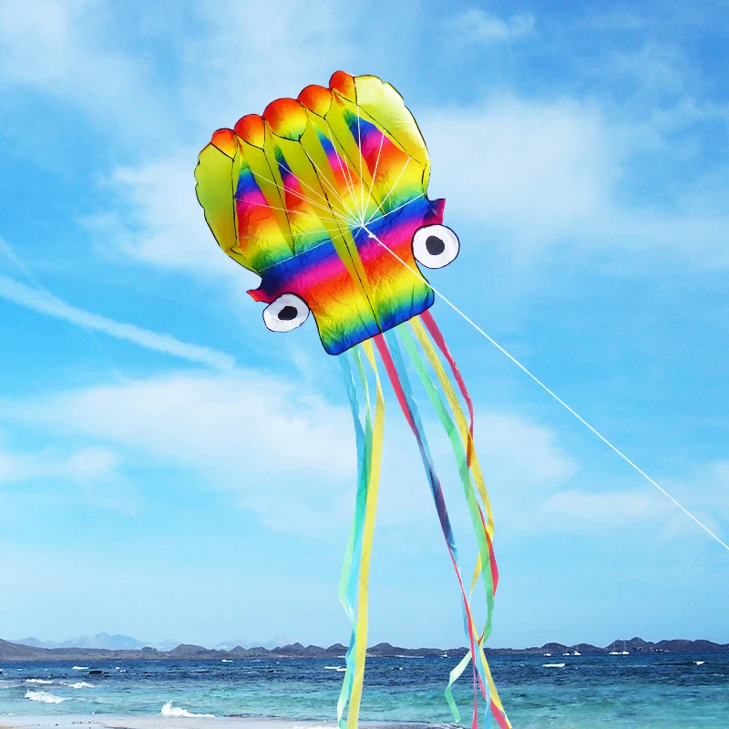 Large Easy-Fly Octopus Kite for Kids and Adults Fiberglass Frame Beach Toy for Outdoor Sports Fabric Kite Wholesale