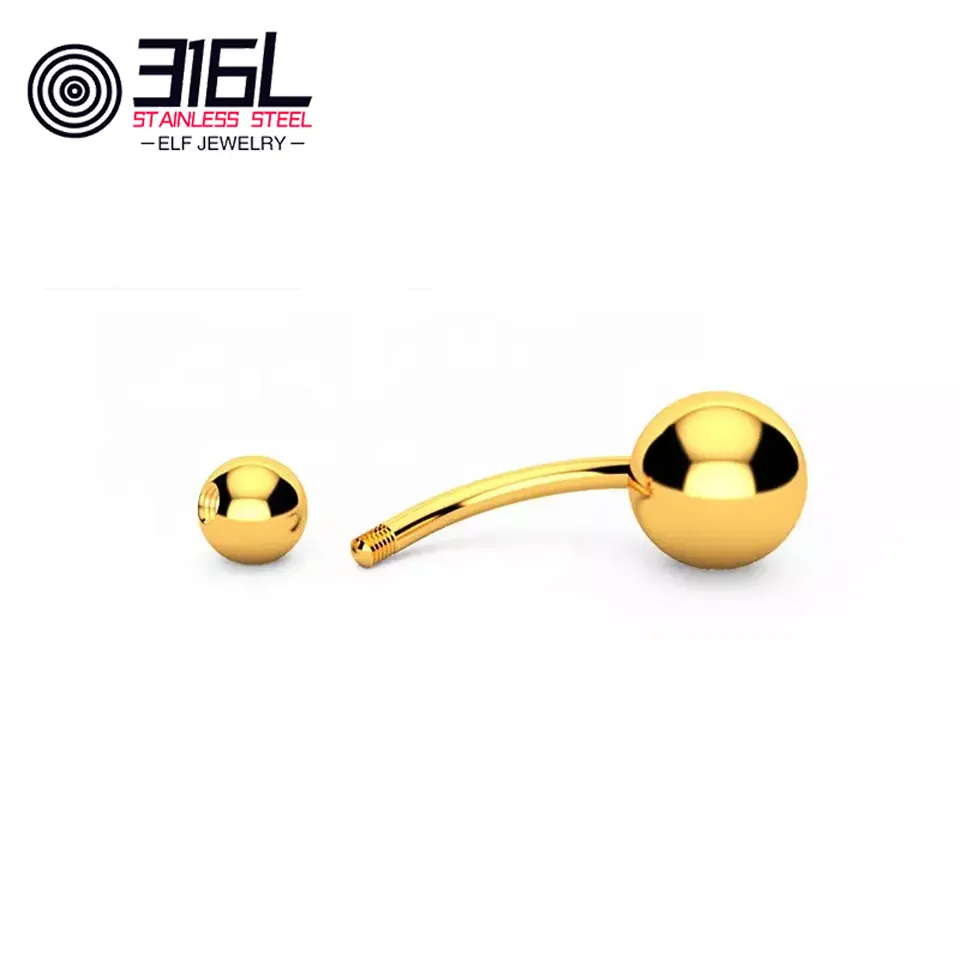 Best Selling Belly Ring 316L Stainless Steel Internally Threaded Piercing Jewelry Girls With Piercings Navel Nutton Ring