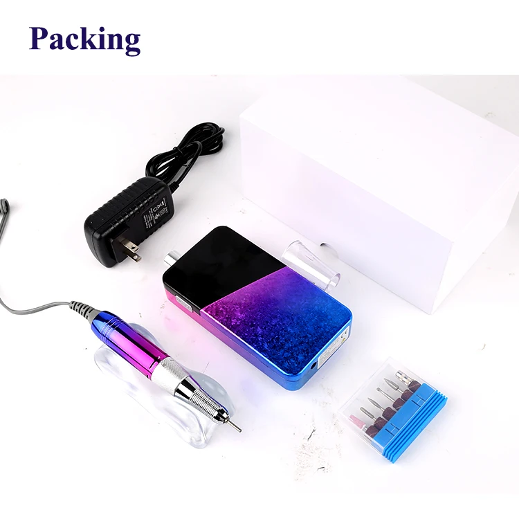 Customize Private Logo 35000rpm Cordless Professional Rechargeable Brushless Electric Portable Nail Drill E File Machine