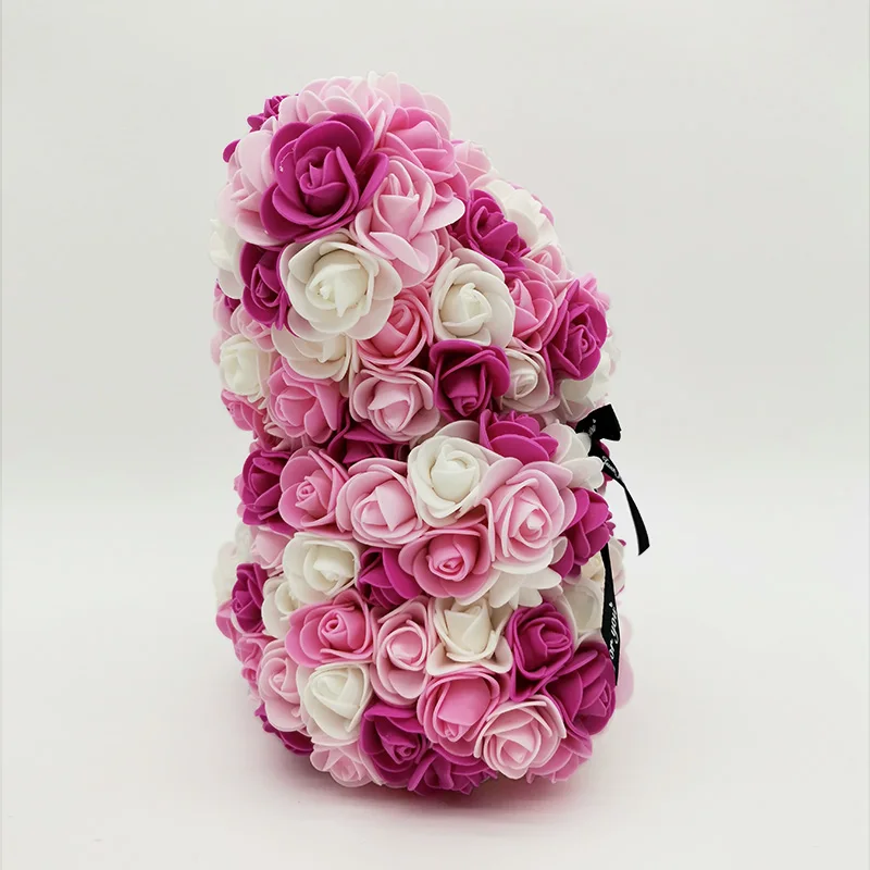 Wholesale Artificial 25cm Foam Teddy Rose Bear Including Gift Box for Valentines Days