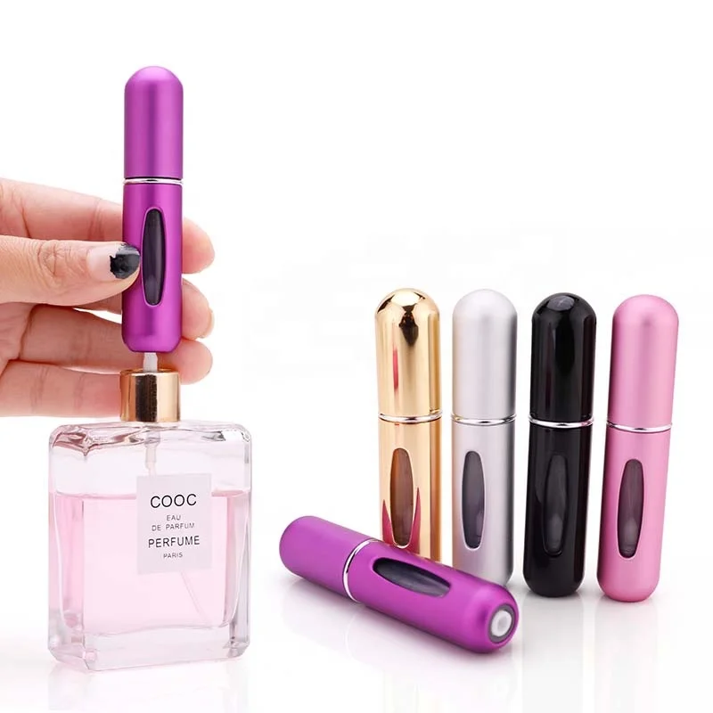 MALIXYZ 5ML Portable Travel Size Bottom Filled Empty Red Gold Refillable Aluminum Metal Glass Mini Perfume Atomizer Spray Bottle