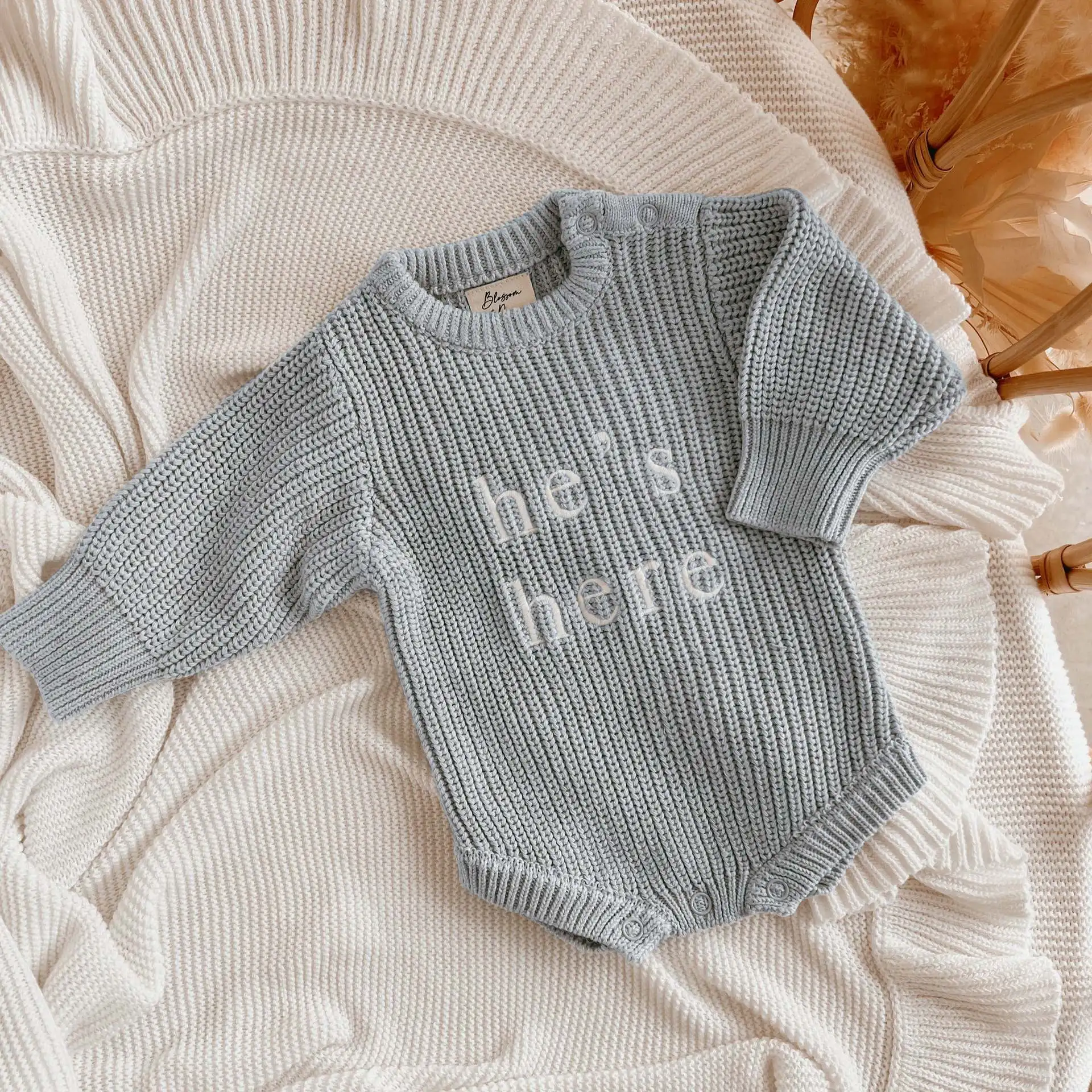 Baby Newborn Boy Knitted Sweater Romper Knit Pullover Sweater Warm Sweatshirt Cotton Longsleeve Romper Fall Winter Clothes