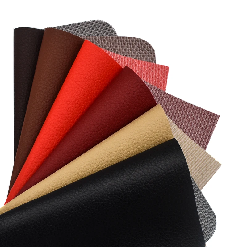 Free Sample Cheap Artificial Litchi Leather Fabric Faux PVC Synthetic Leather For Home Furniture Decor, Car Upholstery
