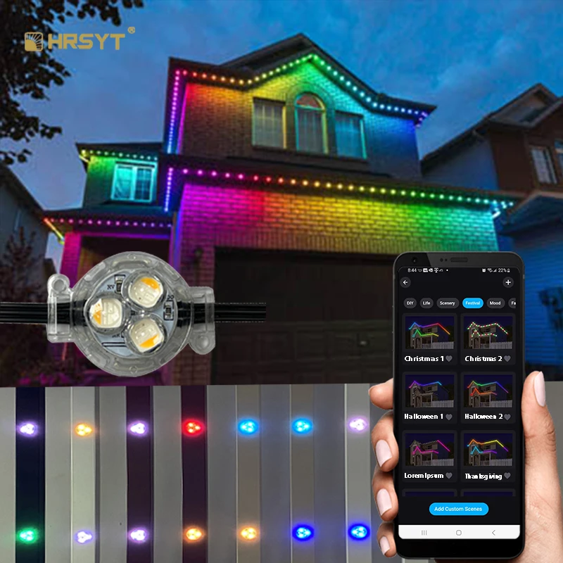 Ip67 Rgbw RGB Pixel Led Point Light ws2801 100 5inch Addressable Permanent Holiday Outdoor String Light