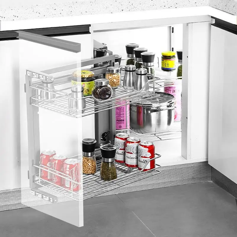 Угловая выдвижная корзина из нержавеющей стали