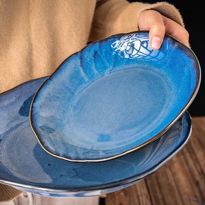 
Manufacturer Rustic Multiple Style Trend in 2020 Tableware Artistic Handmade plates Hotel Restaurant Ceramic Dinner Plate 