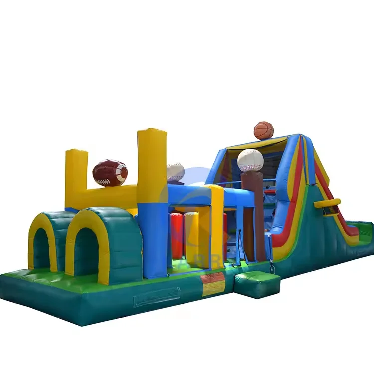 Parkour inflatable adults games inflatable combo castle slide with Rock climbing wall inflatable obstacle course for rental
