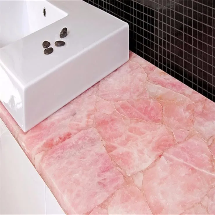 Custom Marble Semi Precious Stone For Sale Rose Pink Quartz Sink Bathroom