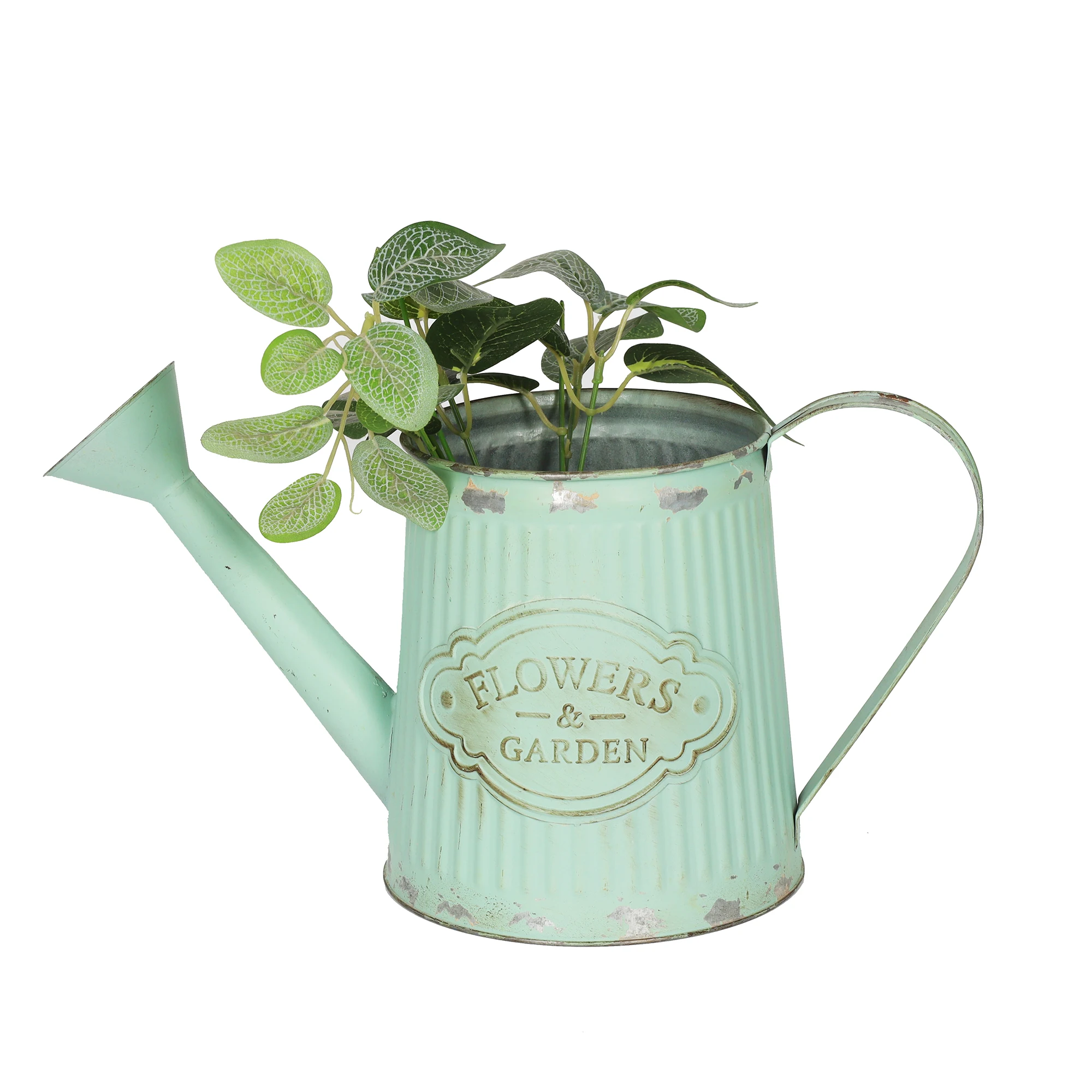 Rustic Metal Floral Pot Tin Water Kettle Shape Flower Shower Container Watering Can Home Garden Decor Flowers Bucket