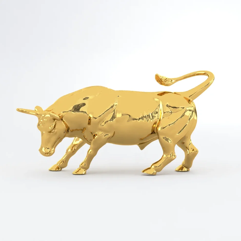 Высокое качество коррида Статуэтка настенная улица золотой БЫК скульптура животных орнамент