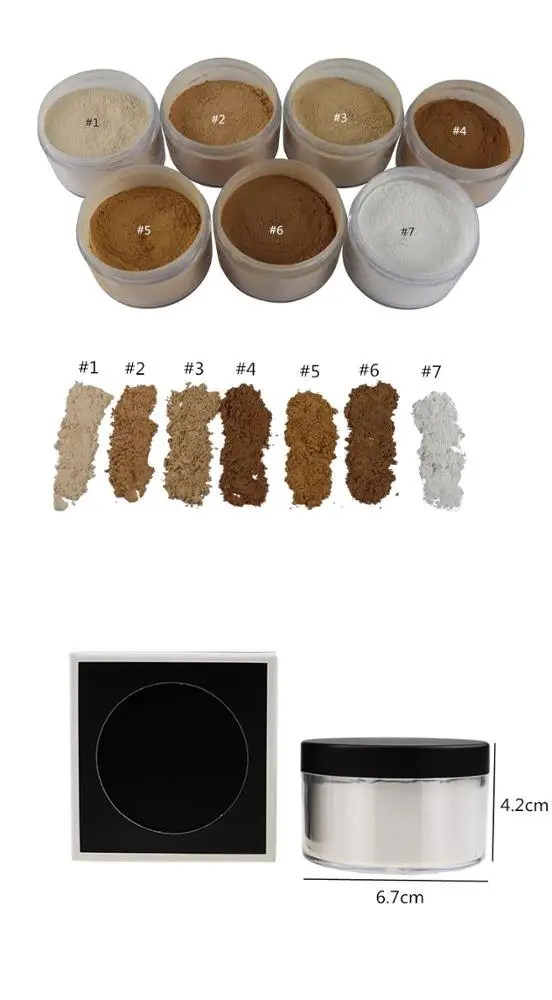 Private Label 7-Color Mineral Waterproof Makeup Setting Powder Smooth Silky Loose Powder Foundation with Concealer Feature