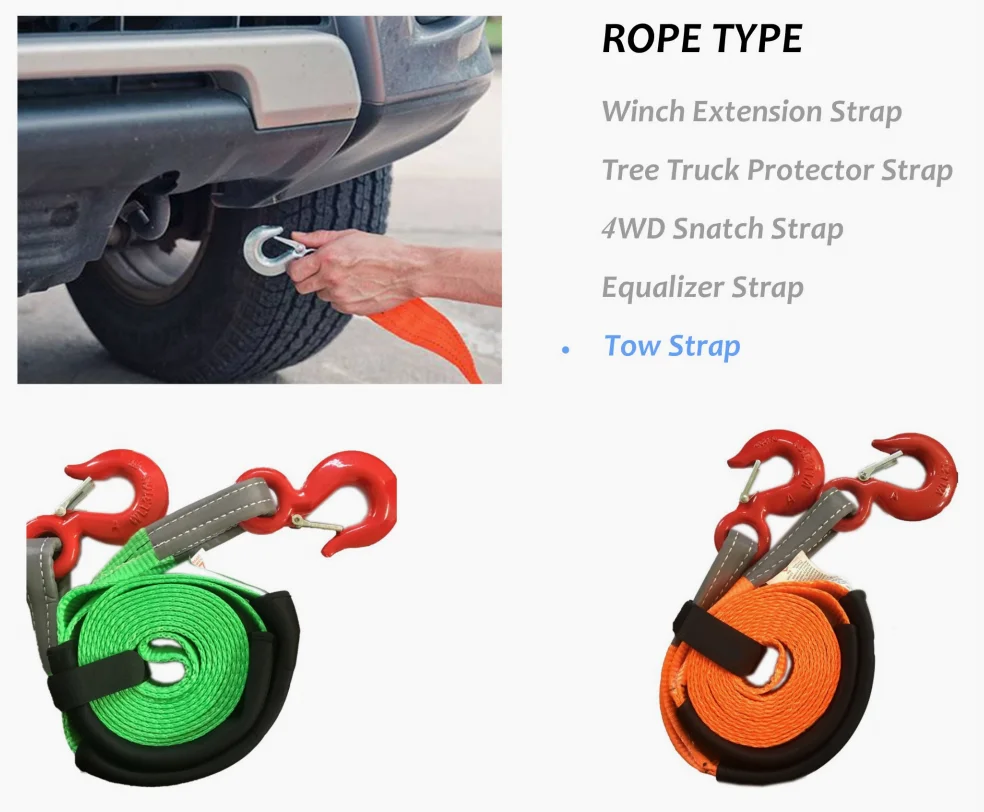 ROPE TYPE Winch Extension Strap Tree Truck Protector Strap 4WD Snatch Strap Equalizer Strap Tow Strap